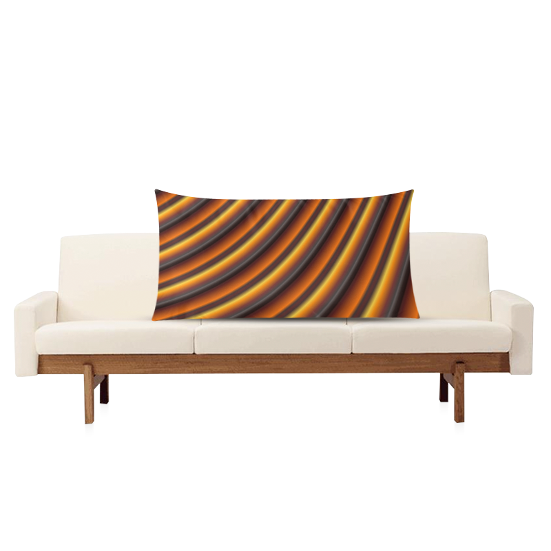 Glossy Honey Caramel Gradient Stripes Rectangle Pillow Case 20"x36"(Twin Sides)