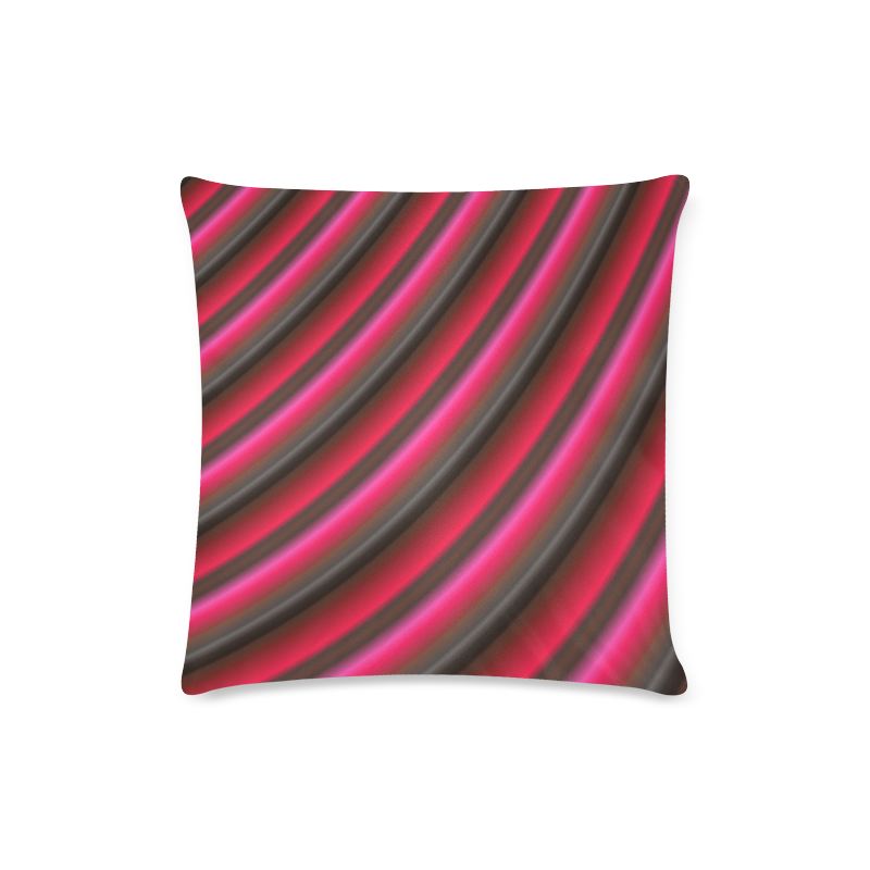 Glossy Red  Gradient Stripes Custom Zippered Pillow Case 16"x16" (one side)