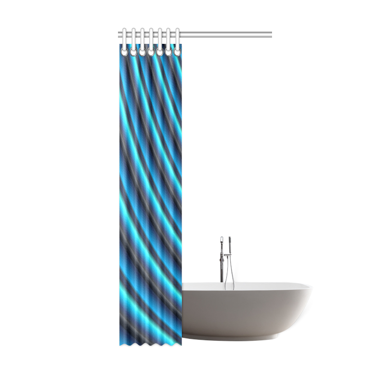 Glossy Blue Gradient Stripes Shower Curtain 36"x72"