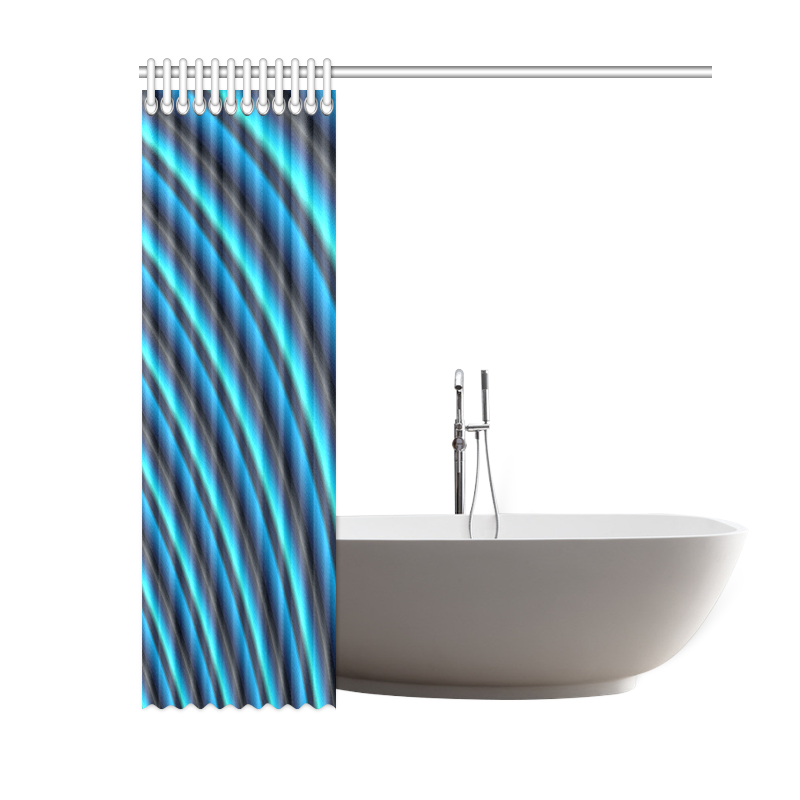 Glossy Blue Gradient Stripes Shower Curtain 60"x72"