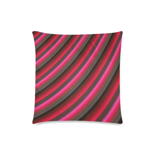 Glossy Red  Gradient Stripes Custom Zippered Pillow Case 18"x18" (one side)