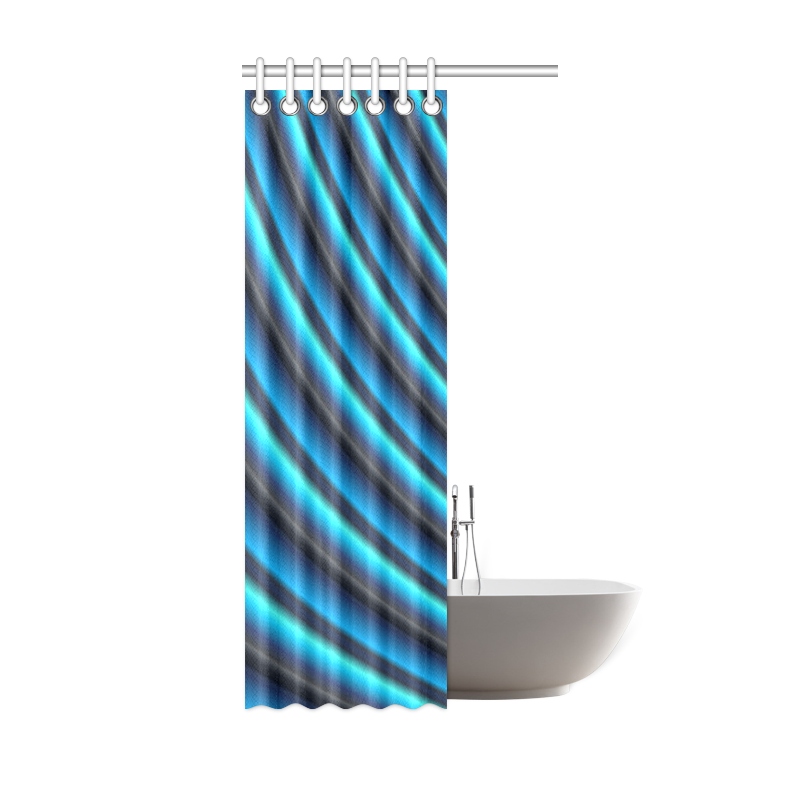 Glossy Blue Gradient Stripes Shower Curtain 36"x72"