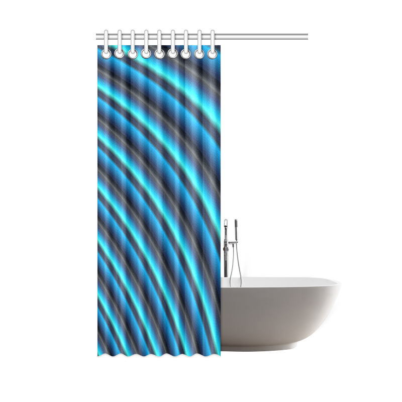 Glossy Blue Gradient Stripes Shower Curtain 48"x72"