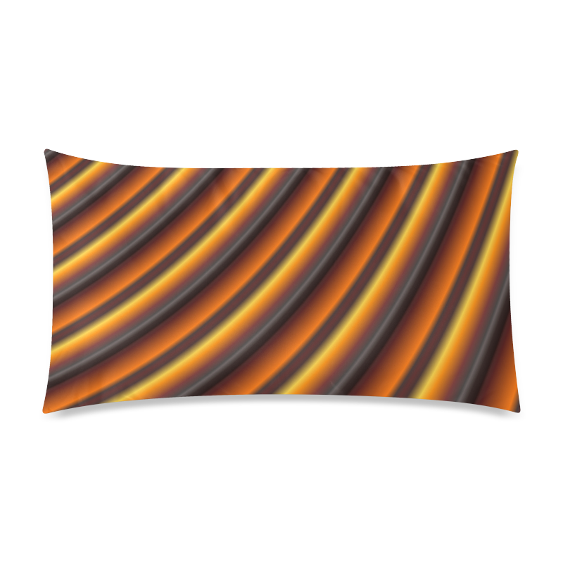 Glossy Honey Caramel Gradient Stripes Rectangle Pillow Case 20"x36"(Twin Sides)