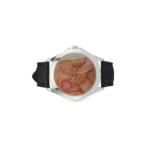 Embrace Love Drawing Women's Classic Leather Strap Watch(Model 203)