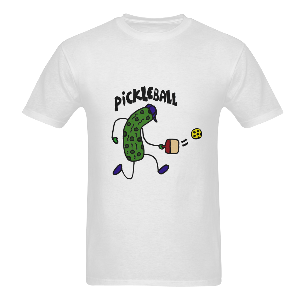 Funny Pickle Playing Pickleball Action Sunny Men's T- shirt (Model T06)