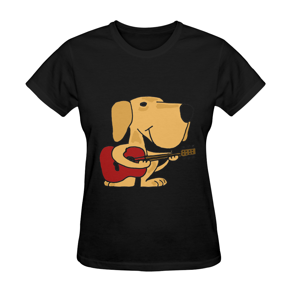 Funny Labrador Retriever Playing Guitar Art Sunny Women's T-shirt (Model T05)