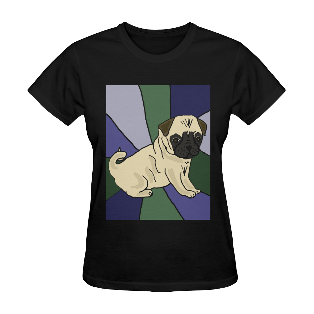 Cute Fawn Pug Puppy Dog Art Sunny Women's T-shirt (Model T05)