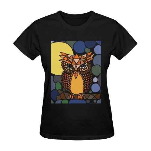 Fun Owl and Moon Abstract Art Original Sunny Women's T-shirt (Model T05)