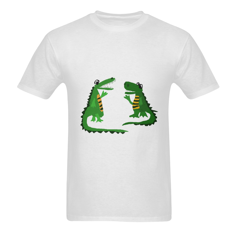 Funny Alligator Talking to Crocodile Art Sunny Men's T- shirt (Model T06)