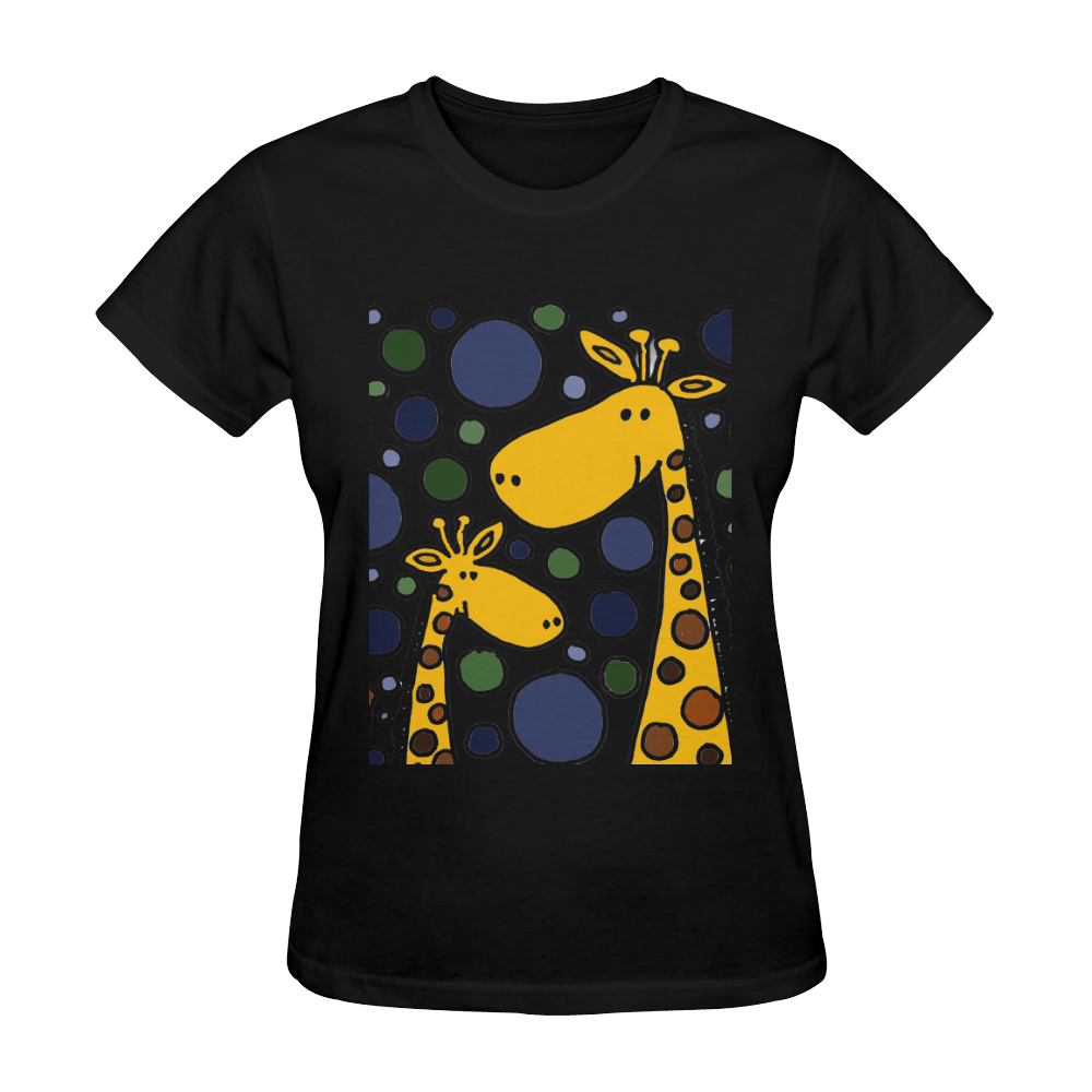 Giraffe Family Art Abstract Sunny Women's T-shirt (Model T05)