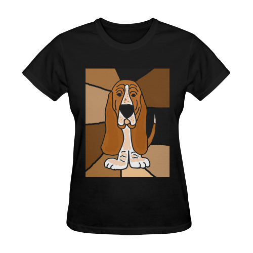 Funny Basset Hound Dog Abstract Art Original Sunny Women's T-shirt (Model T05)