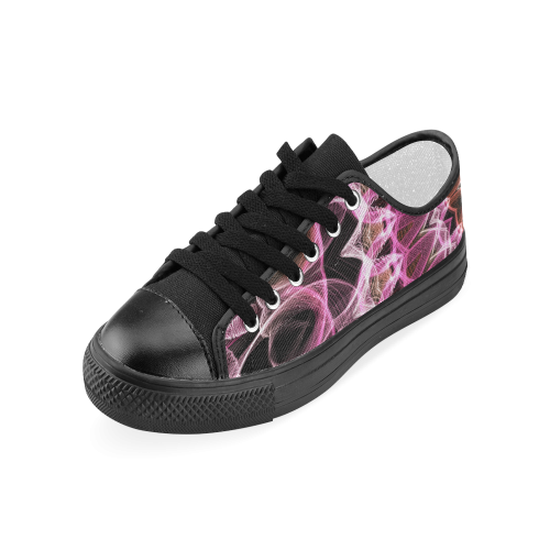 Pink Lace mandala abstract art Women's Classic Canvas Shoes (Model 018)