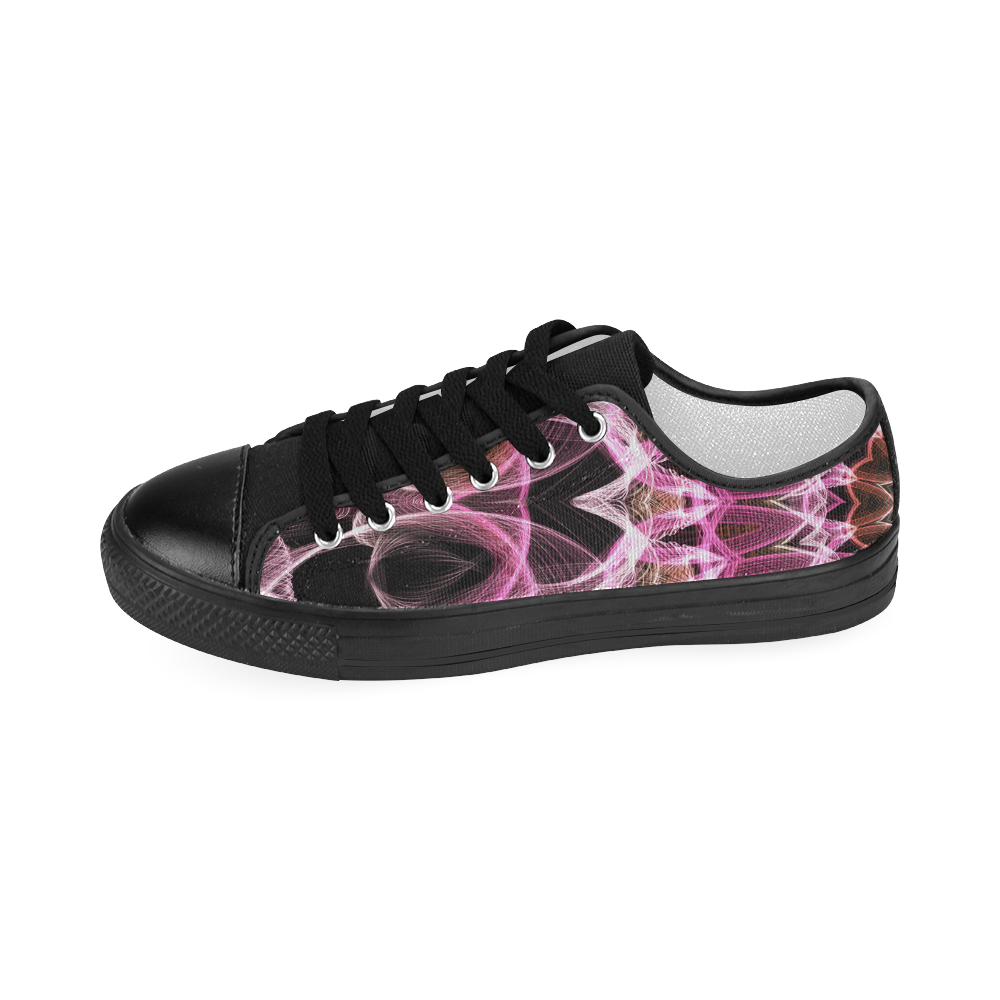 Pink Lace mandala abstract art Women's Classic Canvas Shoes (Model 018)