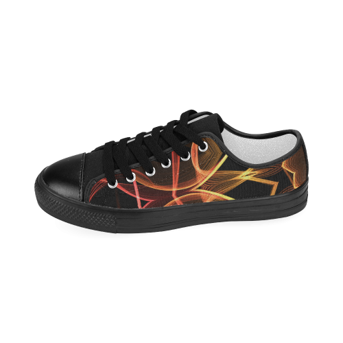 red yellow mandala abstract art Women's Classic Canvas Shoes (Model 018)