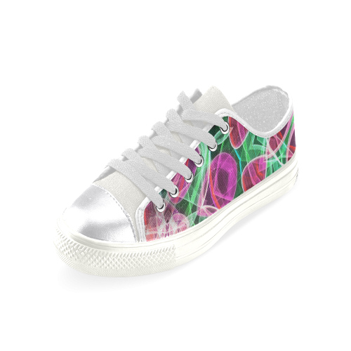 pink green rose flower garden mandala Women's Classic Canvas Shoes (Model 018)