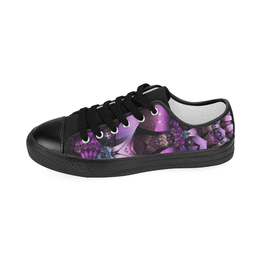 purple fairy flower mandala abstract art Women's Classic Canvas Shoes (Model 018)