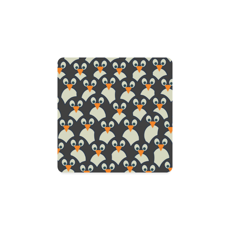 Penguin Pile-Up Square Coaster