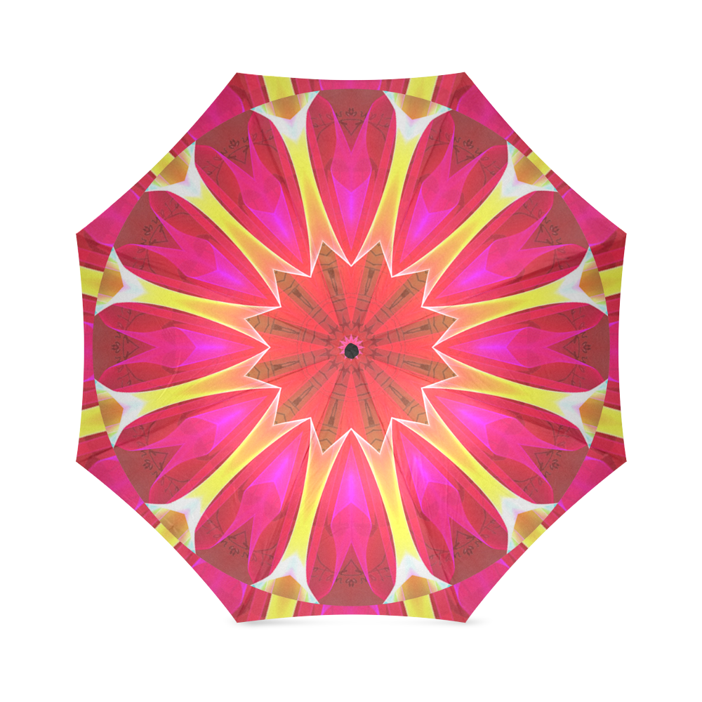 Cherry Daffodil Abstract Modern Pink Flowers Zen Foldable Umbrella (Model U01)