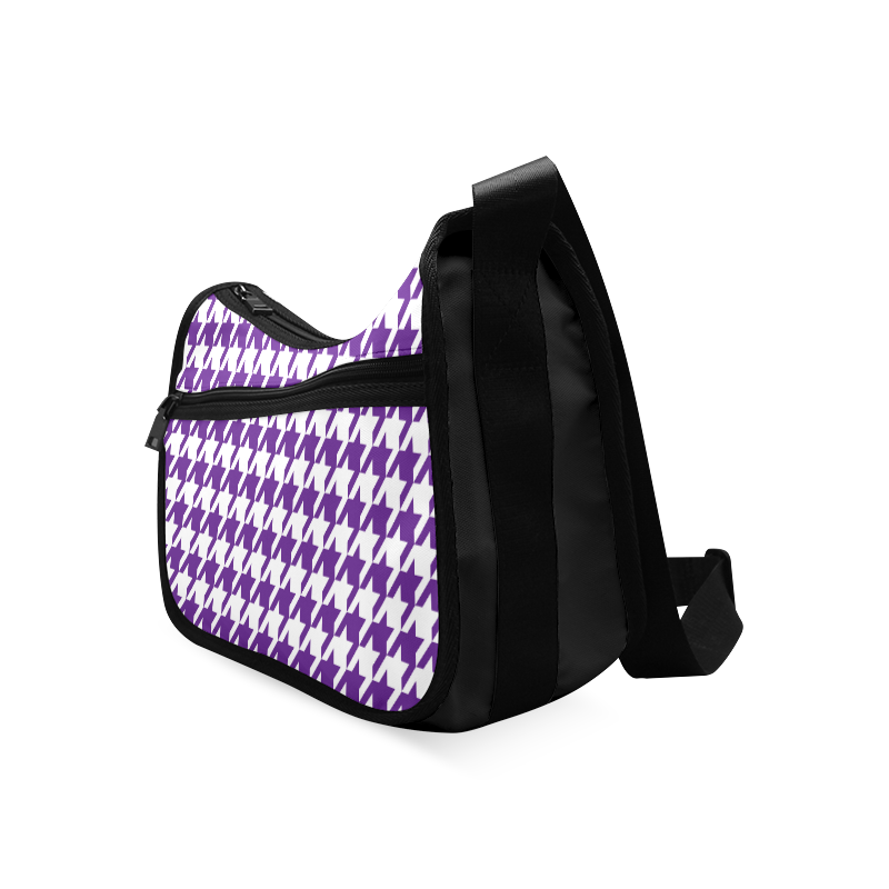 royal purple and white houndstooth classic pattern Crossbody Bags (Model 1616)