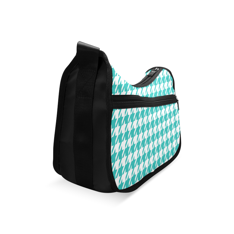turquoise and white houndstooth classic pattern Crossbody Bags (Model 1616)