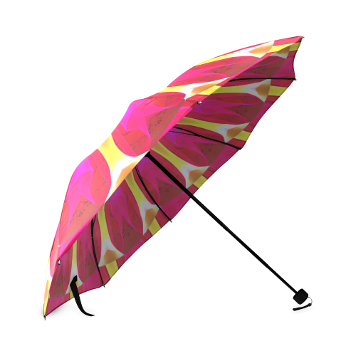 Cherry Daffodil Abstract Modern Pink Flowers Zen Foldable Umbrella (Model U01)