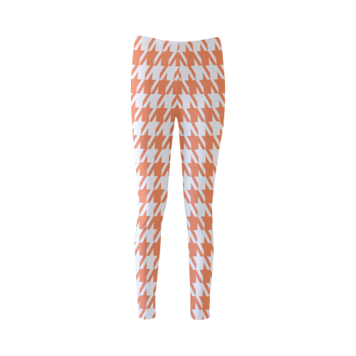 orange and white houndstooth classic pattern Cassandra Women's Leggings (Model L01)