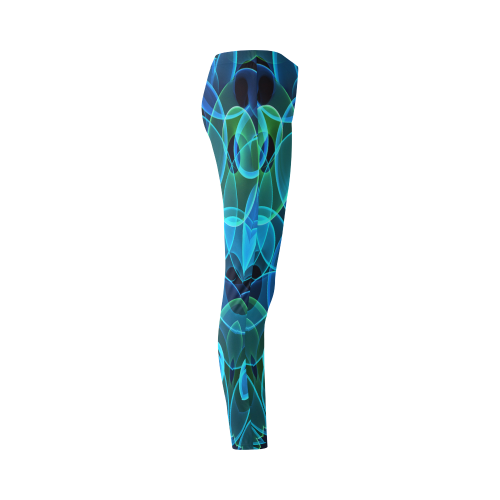 blue green heart gems mandala slice Cassandra Women's Leggings (Model L01)