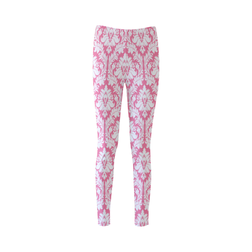 damask pattern pink and white Cassandra Women's Leggings (Model L01)