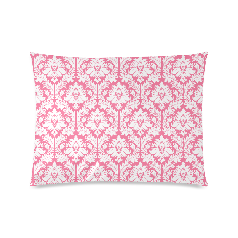 damask pattern pink and white Custom Picture Pillow Case 20"x26" (one side)
