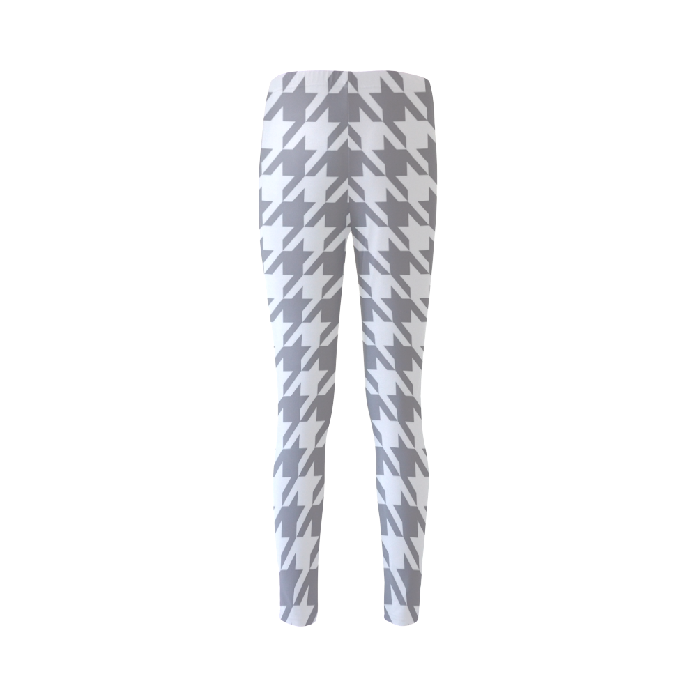 grey and white houndstooth classic pattern Cassandra Women's Leggings (Model L01)