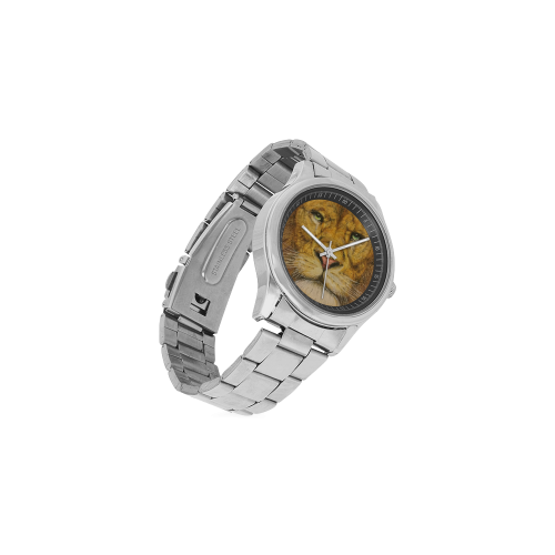 Regal Lion Drawing Men's Stainless Steel Watch(Model 104)
