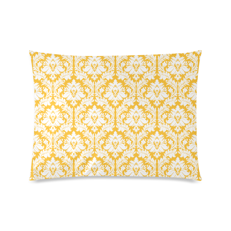damask pattern sunny yellow and white Custom Picture Pillow Case 20"x26" (one side)