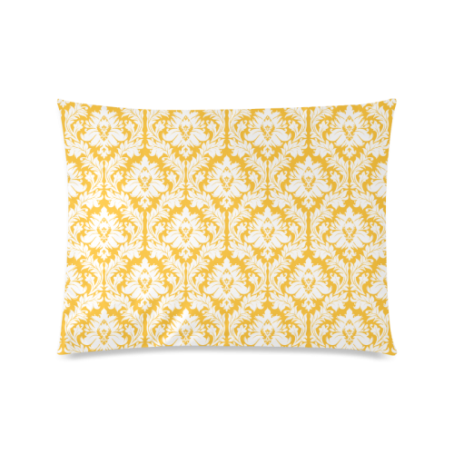 damask pattern sunny yellow and white Custom Picture Pillow Case 20"x26" (one side)