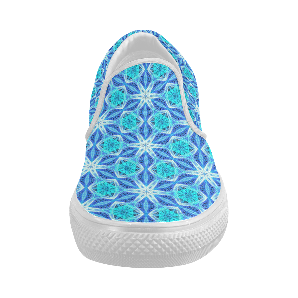 Aqua Hawaiian Stars under a Night Sky Dance Women's Slip-on Canvas Shoes (Model 019)