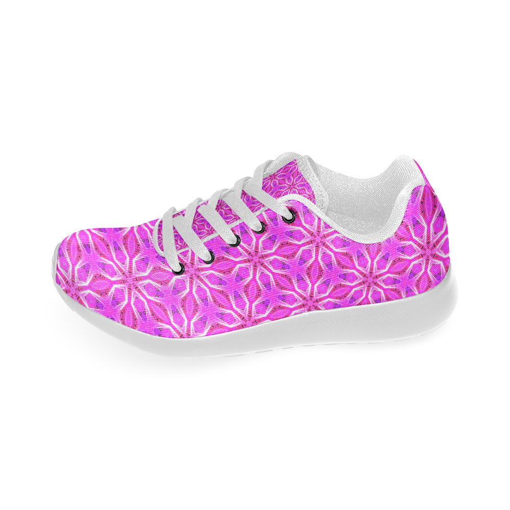 Pink Snowflakes Spinning in Winter Abstract Women’s Running Shoes (Model 020)