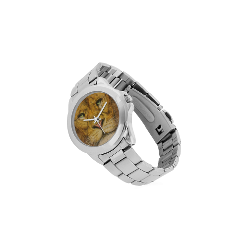Regal Lion Drawing Unisex Stainless Steel Watch(Model 103)