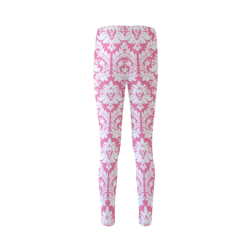 damask pattern pink and white Cassandra Women's Leggings (Model L01)
