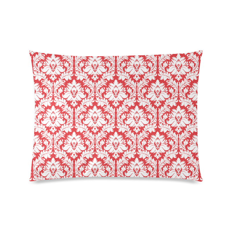 damask pattern red and white Custom Picture Pillow Case 20"x26" (one side)