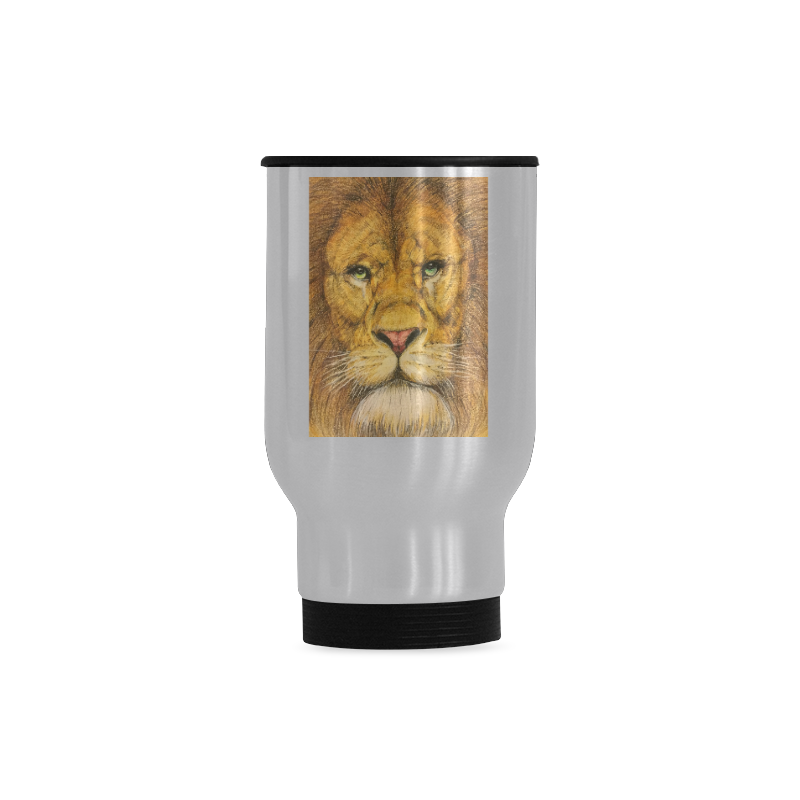 Regal Lion Drawing Travel Mug (Silver) (14 Oz)