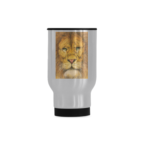 Regal Lion Drawing Travel Mug (Silver) (14 Oz)