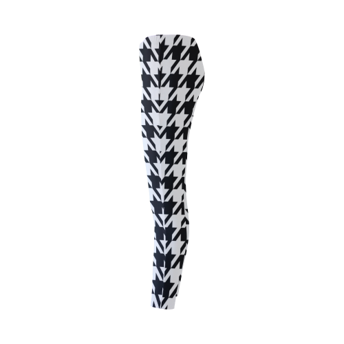 black and white houndstooth classic pattern Cassandra Women's Leggings (Model L01)