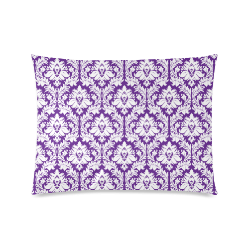 damask pattern royal purple and white Custom Picture Pillow Case 20"x26" (one side)