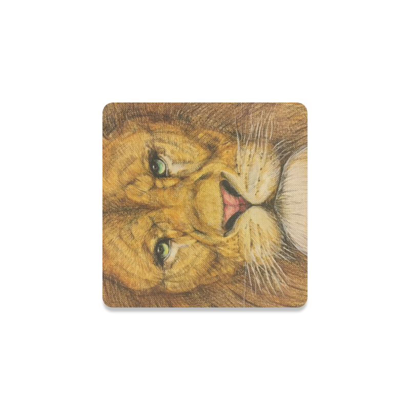 Regal Lion Drawing Square Coaster