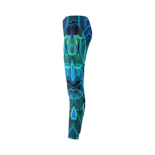 blue green heart gems mandala slice Cassandra Women's Leggings (Model L01)