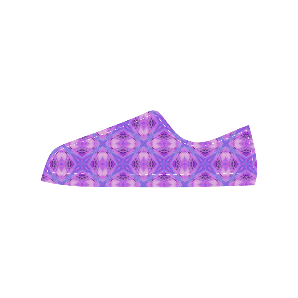 Vibrant Abstract Modern Violet Lavender Lattice Women's Classic Canvas Shoes (Model 018)