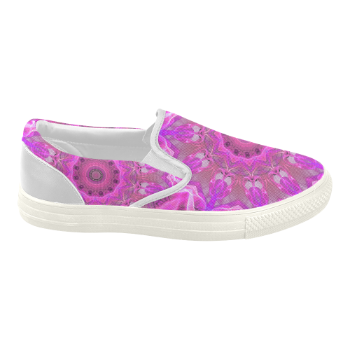 Lavender Lace Abstract Pink Light Love Lattice Women's Slip-on Canvas Shoes (Model 019)