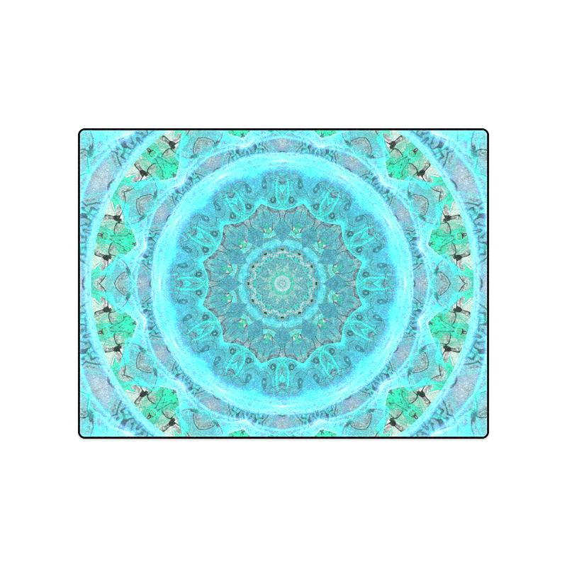 Teal Cyan Ocean Abstract Modern Lace Lattice Blanket 50"x60"