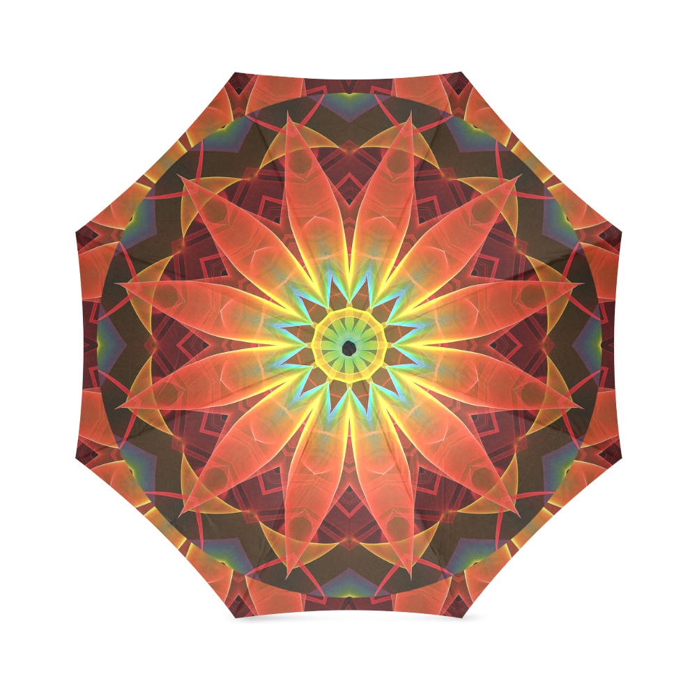 Radiance and Light, Orange Brown Awakening Foldable Umbrella (Model U01)