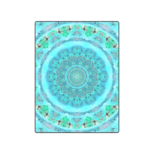 Teal Cyan Ocean Abstract Modern Lace Lattice Blanket 50"x60"